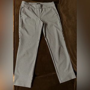 Ann Taylor Black & White Checkered Pants Straight Leg With Pockets Sz 4